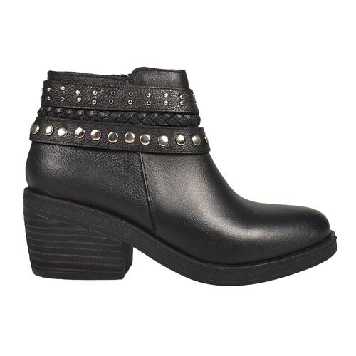 Bota De Cuero Mujer Moda Con Detalle Trenzado Y Tachas Kate