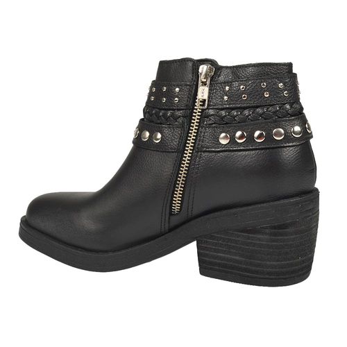 Bota De Cuero Mujer Moda Con Detalle Trenzado Y Tachas Kate