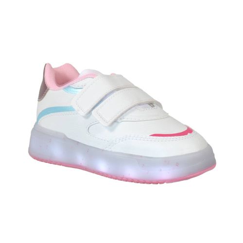 Zapatilla Urbana Niña Luces Led Abrojo Cuero Pu Ansopaz