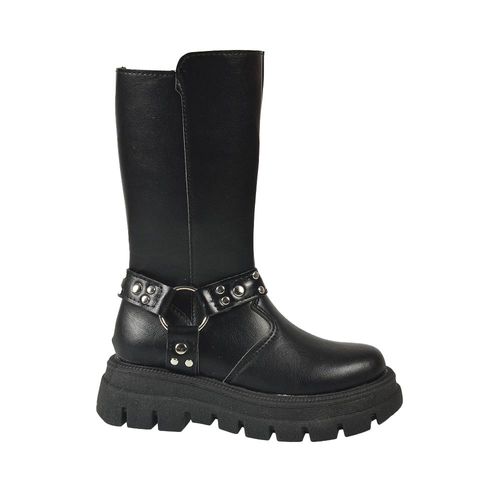 bota niña caña alta cuero pu