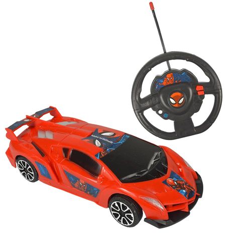 Auto Radio Control Fun Toy Spiderman Con Volante 2 Funciones