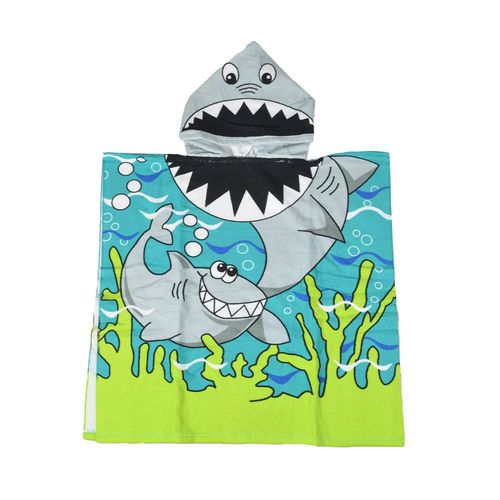 Salida de Baño Infantil Scs Tiburón 60x120cm Toalla Capucha
